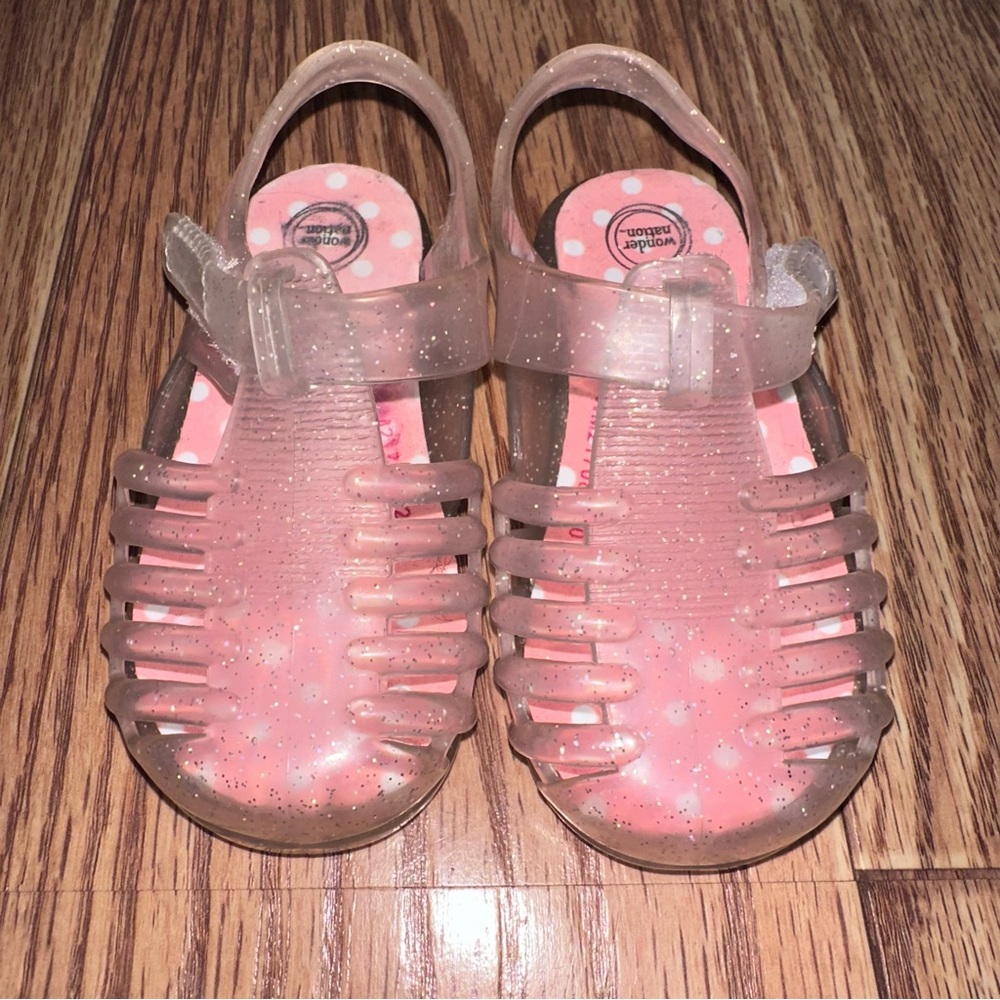 Wonder Nation Pink Glitter Jelly Sandals for Kids